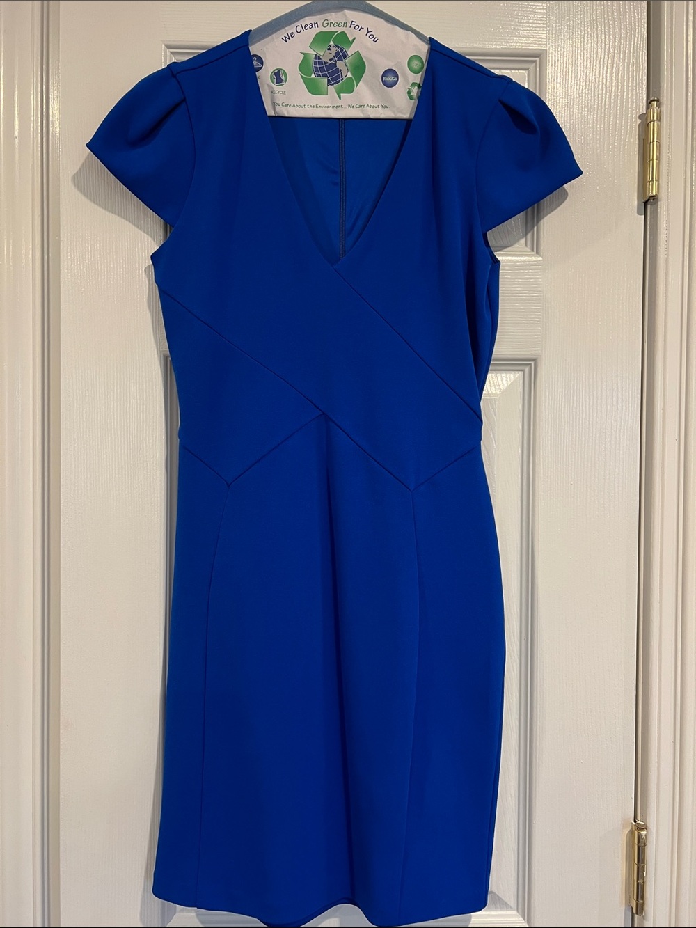 Express Blue V-Neck Cap Sleeve Dress XS
